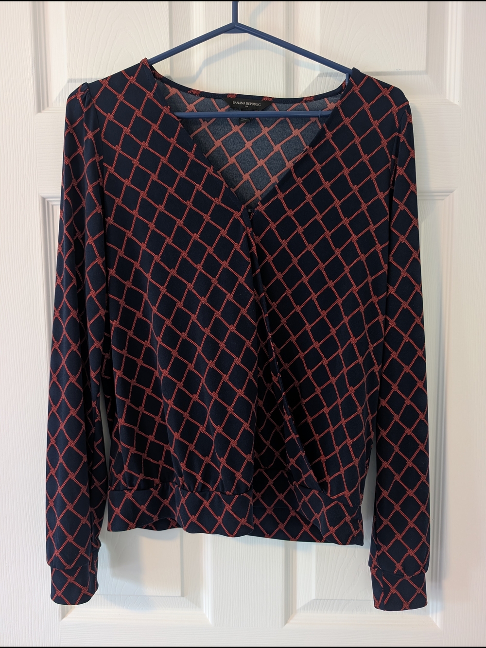 Banana Republic Rope Print Crossover Blouse Size Small
